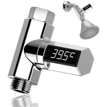 

LED Display Home Water Digital Shower Thermometer Flow Self-Generating Electricity Water Temperature Meter Monitor Baby Care
