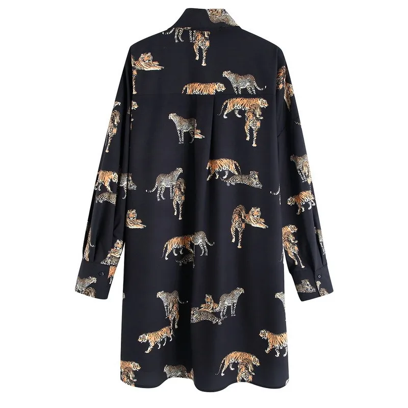 Высокая уличная винтажная женская блузка с принтом тигра, Свободная блуза Mujer De Moda, Длинная блузка, рубашки, женские топы больших размеров, Прямая поставка
