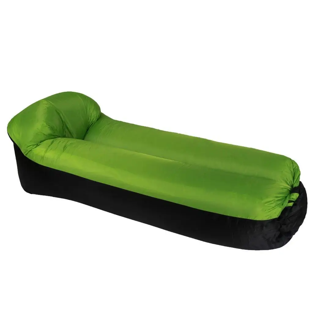 Надувная кровать на открытом воздухе с подушкой Кемпинг Туризм Портативный водонепроницаемый аэрированный матрас пляж Трава Сад газон Спящая воздушная кровать - Цвет: green