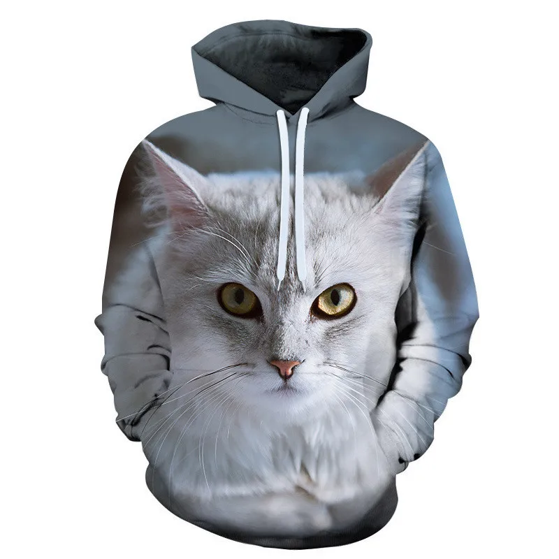 Осень,, милый кот, 3D, чистый белый цвет, толстовки для мужчин и женщин, дизайн, толстовка с капюшоном, Повседневный пуловер, Harajuku, куртка с капюшоном для мужчин - Цвет: as shown the picture