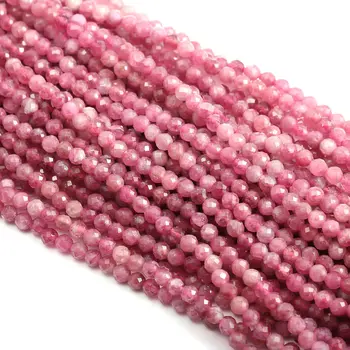 

Round Shape Rubellites Faceted Beads Natural Stone Beads Making for Jewelry DIY Bracelet Necklace 2 3 4 5 mm