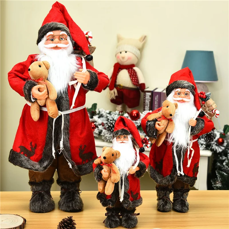 

Christmas Decorations 2021 New Year's Gift Santa Claus Doll High Grade Navidad Home Ornaments Children's Toy Gifts 30/45/60 Cm