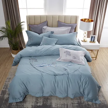 

100 Cotton Bedding Set Luxury Tribute Silk Queen King Duvet Cover Bedspreads and Clothing Sets Bed Sheets Pillowcases Bedcover
