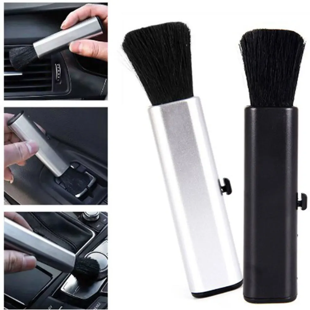 

Car Plastic Handle Wool Small Brush Retractable Cleaning Brush Air Conditioning Computer Cleaning Brush Retractable Keyboard