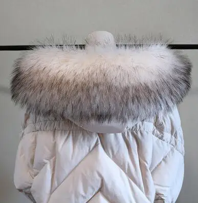 beige black tip Осенне-зимний женский шарф из енота, лисы, воротник из искусственного меха, шарф с капюшоном, мех меховой воротник, шарф R1934 - Цвет: beige black tip