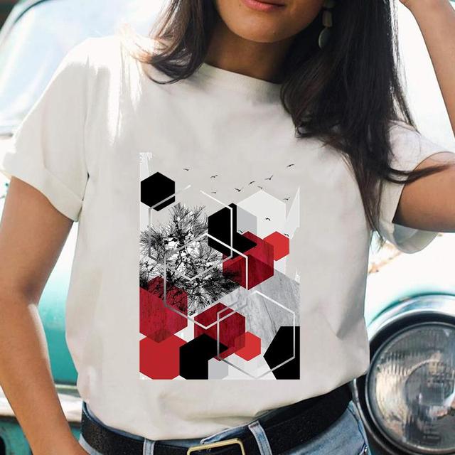 Cartoon Casual Printing T-shirts Regular Ladies T Top Shirt Print Female Graphic Fashion Tee O-neck Short Sleeve T-Shirt