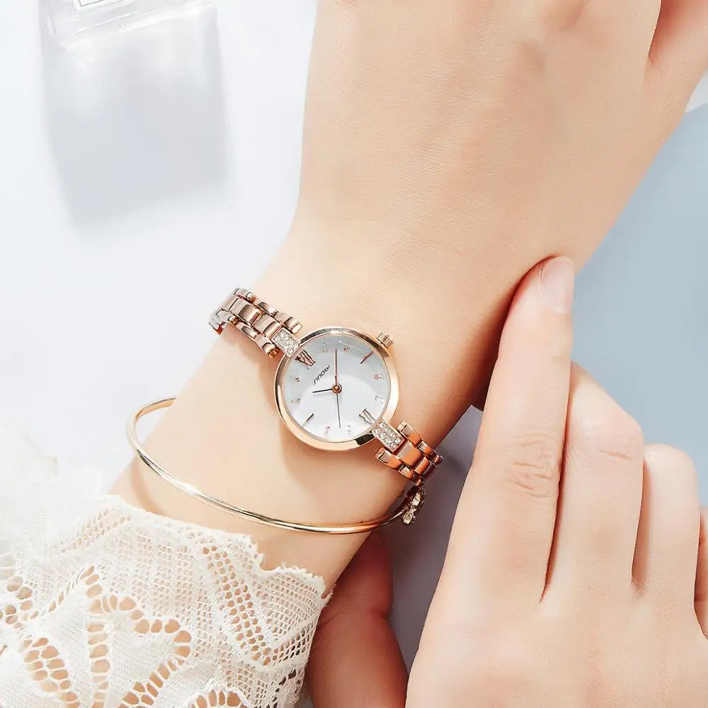 Sinobi New Women Watches Fashion Design Golden Small Dial Waterproof Quartz WristWatches Ladies Watch Female Clock Dropshipping