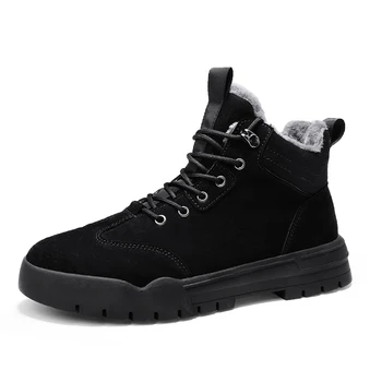 

Fur Warm Snow Boots Men Winter Work Casual Shoes Waterproof Winter Men BootsSneakers High Top Rubber Ankle Boots %F2521
