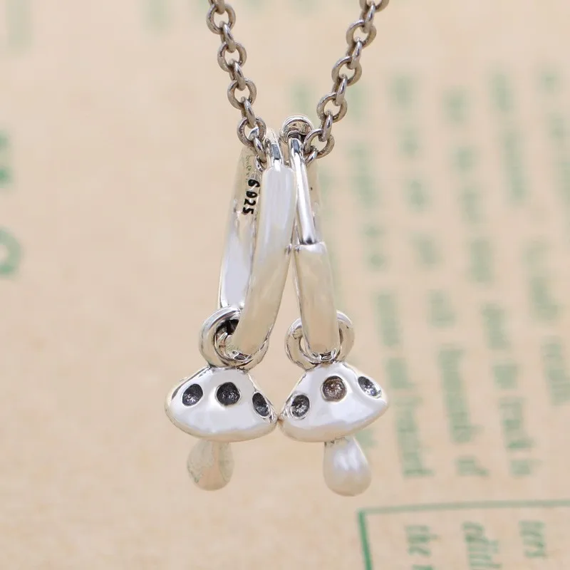 

Original 925 Sterling Silver Earring Shiny With Crystal Mushroom Earrings For Women Wedding Gift Fashion Jewelry