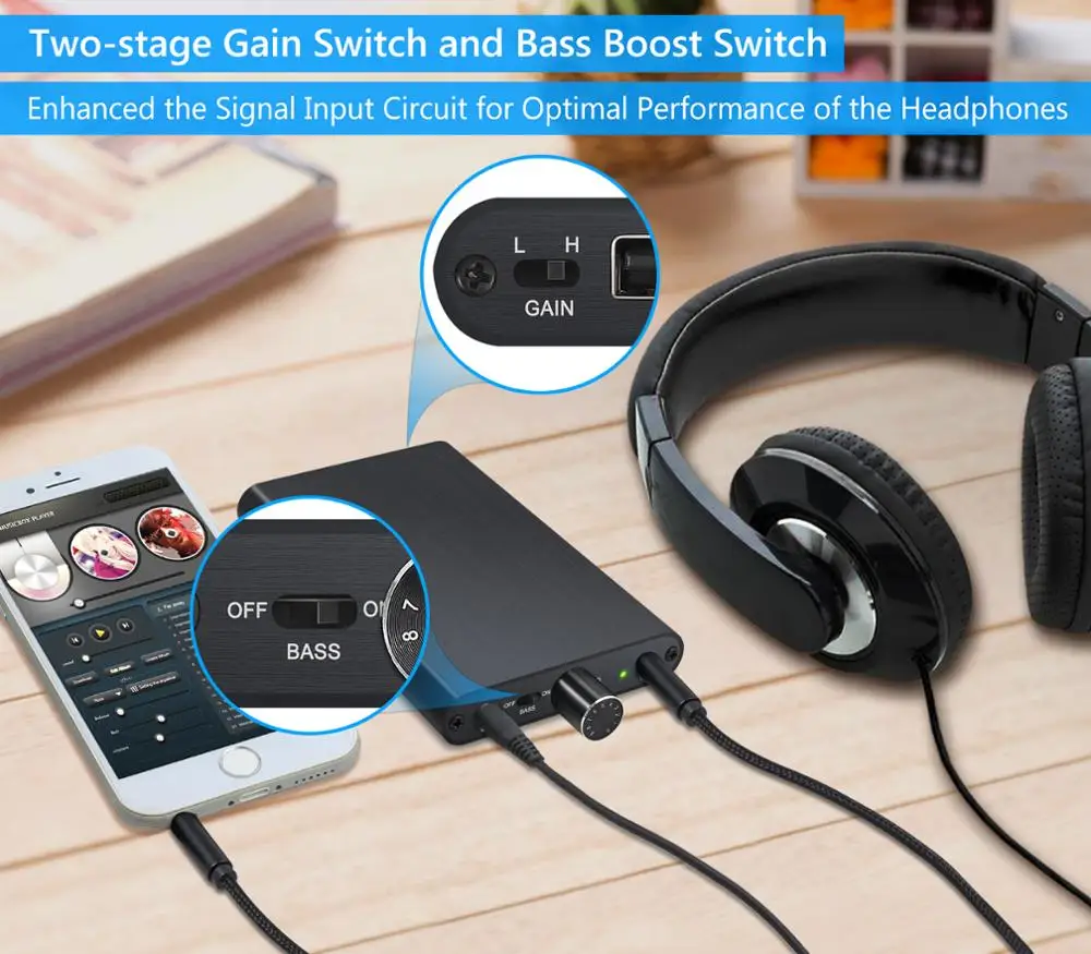PROZOR HiFi Earphone Headphone Amplifier Buit in Power Bank 3 5mm AUX Portable Amplifier 16 300 For Mobile Phones Laptops