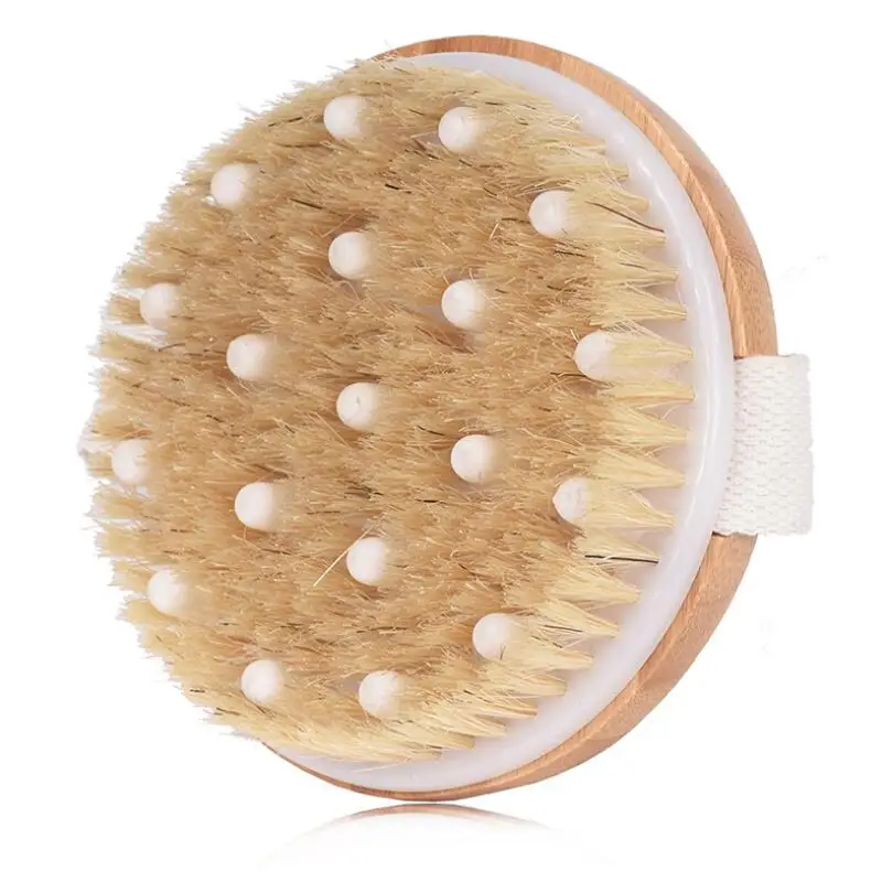 Soft Natural Bristle SPA Brush Wooden Bath Shower Hot Dry Skin Body Brush Without Handle LX8369