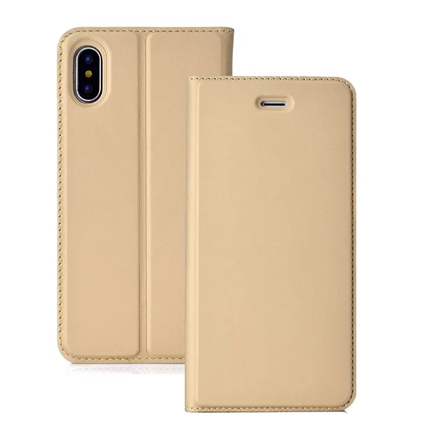 Gold Кожаный чехол-бумажник с откидной крышкой для телефона iPhone XS X 7 6 XR XS MAX, роскошный чехол-книжка для телефона чехол для iPhone 7 8 6 6s plus Coque Funda - Цвет: Gold
