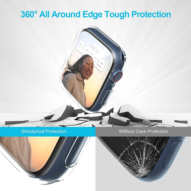 Cover Protector For Apple Watch case 45mm 41mm 44MM 40MM Full TPU Screen Bumper 42mm 38MM accessories iwatch series 7 SE 6 5 4 3