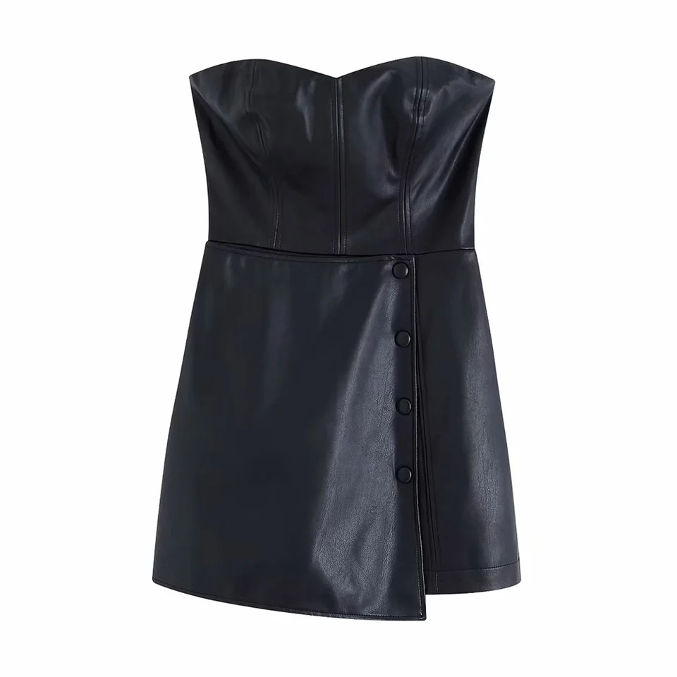 leather short jumpsuit