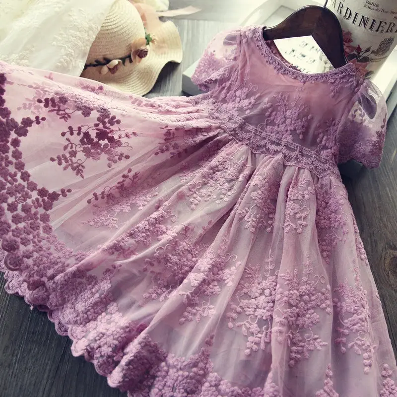 Летняя одежда для девочек Детские платья для девочек, кружевное платье с цветочным рисунком вечерние платья для маленьких девочек на свадьбу детское платье принцессы для девочек возрастом от 3 до 8 лет