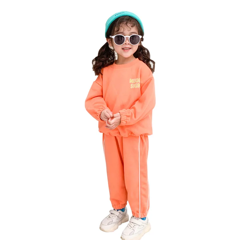 Orange 2 шт./компл., одежда для маленьких мальчиков и девочек на весну-осень Костюмы для младенцев Повседневная Спортивная хлопковая футболка+ штаны детские спортивные костюмы - Цвет: Orange