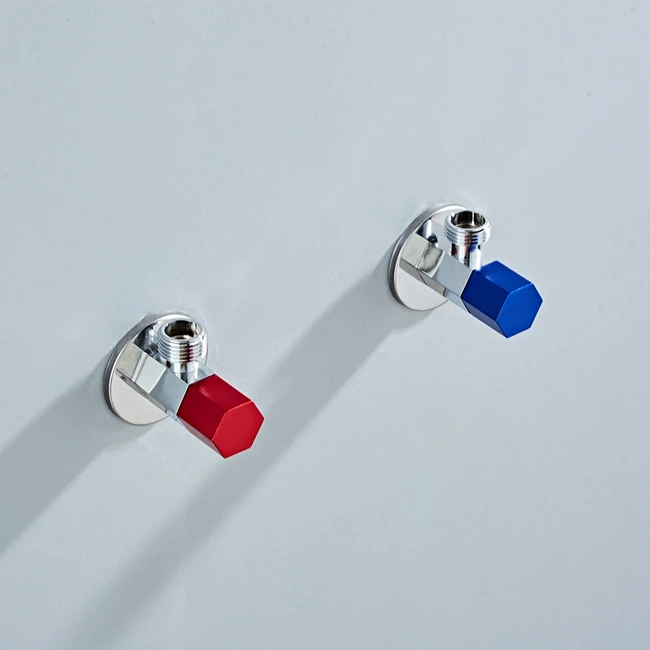 Red blue angle valve Угловая арматура SUS304 из нержавеющей стали, аксессуары для ванной комнаты, угловой клапан для унитаз раковина, уплотненный треугольный клапан, переключатель воды - Цвет: Red blue angle valve
