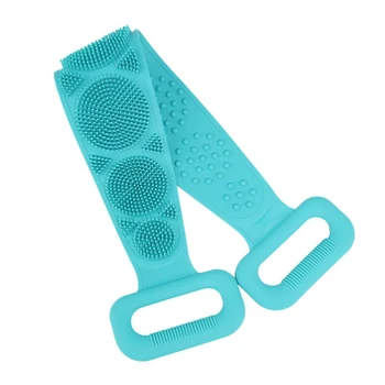 

Green Bath Body Brush, Exfoliating Long Silicone Back Scrubber, Easy to Clean, Lathers Well, Eco Friendly, Long Lasting