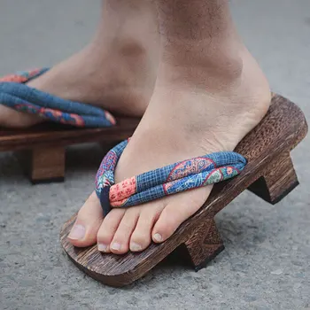 

Mens Unisex Wooden Japanese GETA Clog Bidentate Flops Flip Wood Sandal Shoes Cosplay 14Colors B87