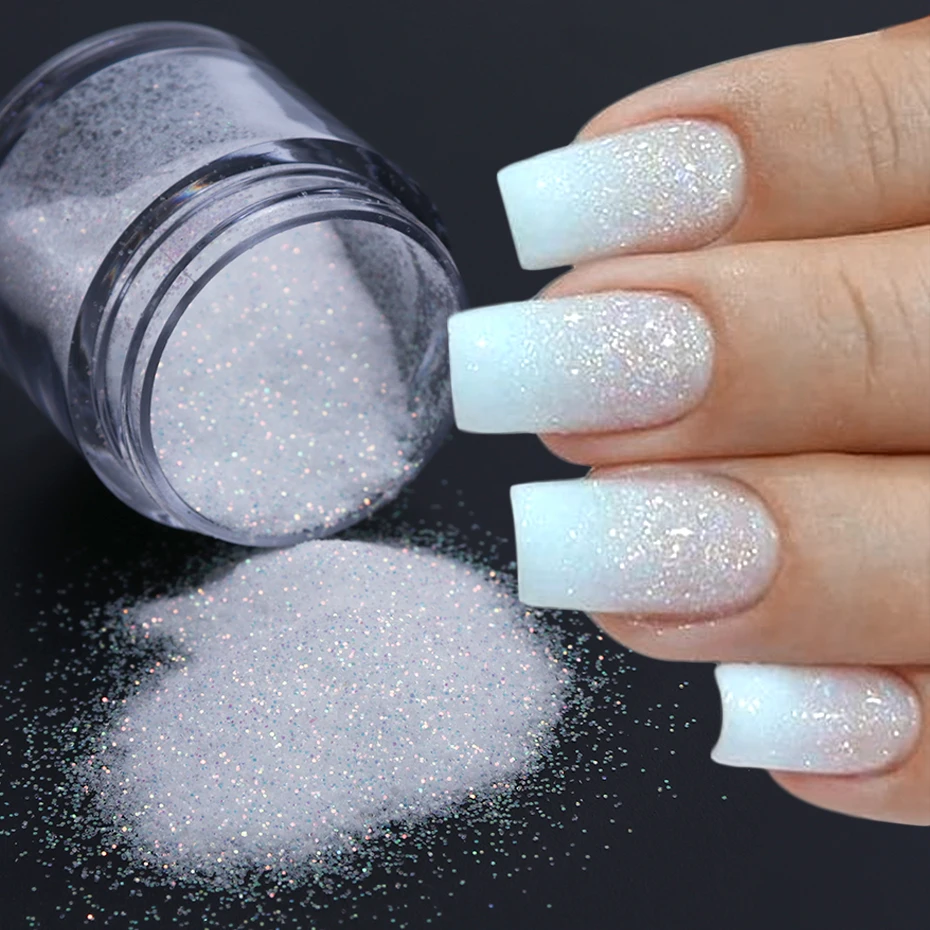 1 Box Shiny Iridescent Glitter Sugar Sand Powder For Nails 3d Acrylic  Flowers Design White Black Sequins Decoration Lamn01-08-1 - Nail Glitter -  AliExpress