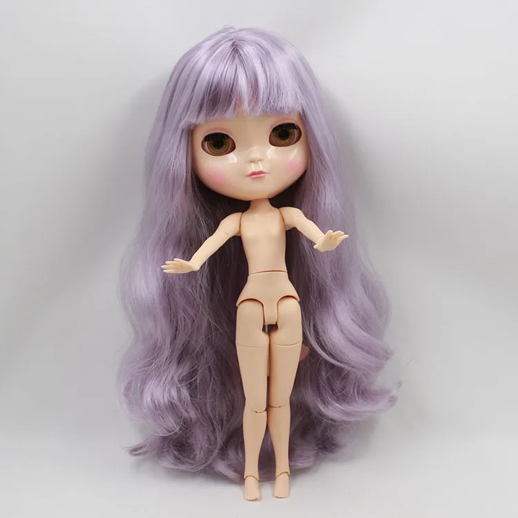 

Blythe Small Cloth Celebrity Style Ice Doll Light Purple Bang Long Hair 19 Joint Body Doll Can Baby