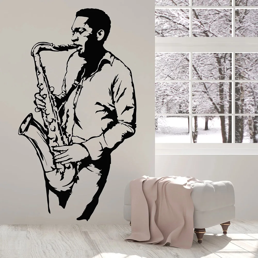 Black Man Musician Stickers Living Room Saxophone Player