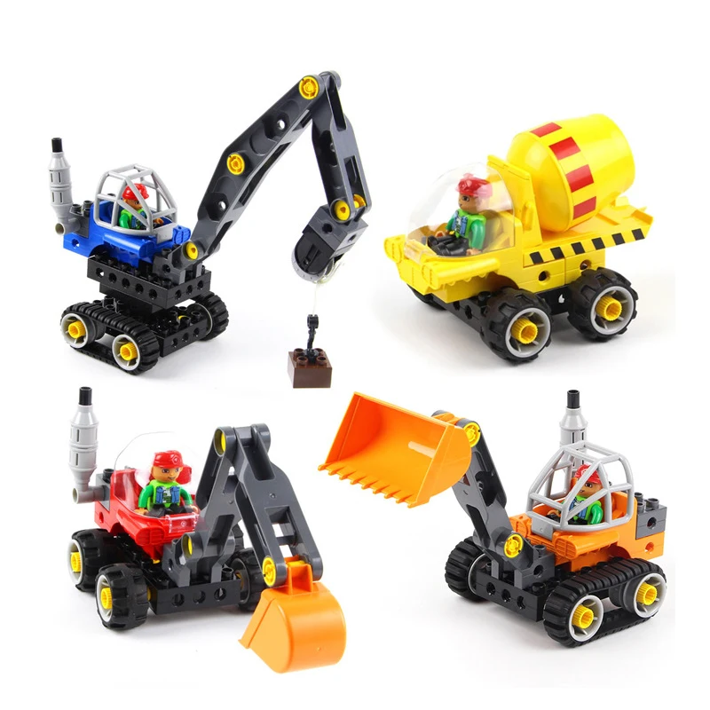 

4 styles ever-changing engineering car building blocks compatible model legoed bricks educational toys gifts for children
