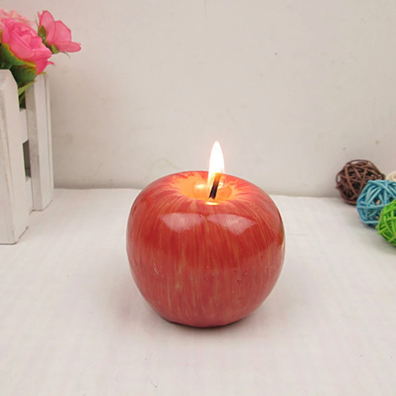

1PC Red Apple Shape Fruit Scented Candle Wedding Gift Home Decoration Valentine's Day Christmas Candle Lamp 3 Size Hot dropship