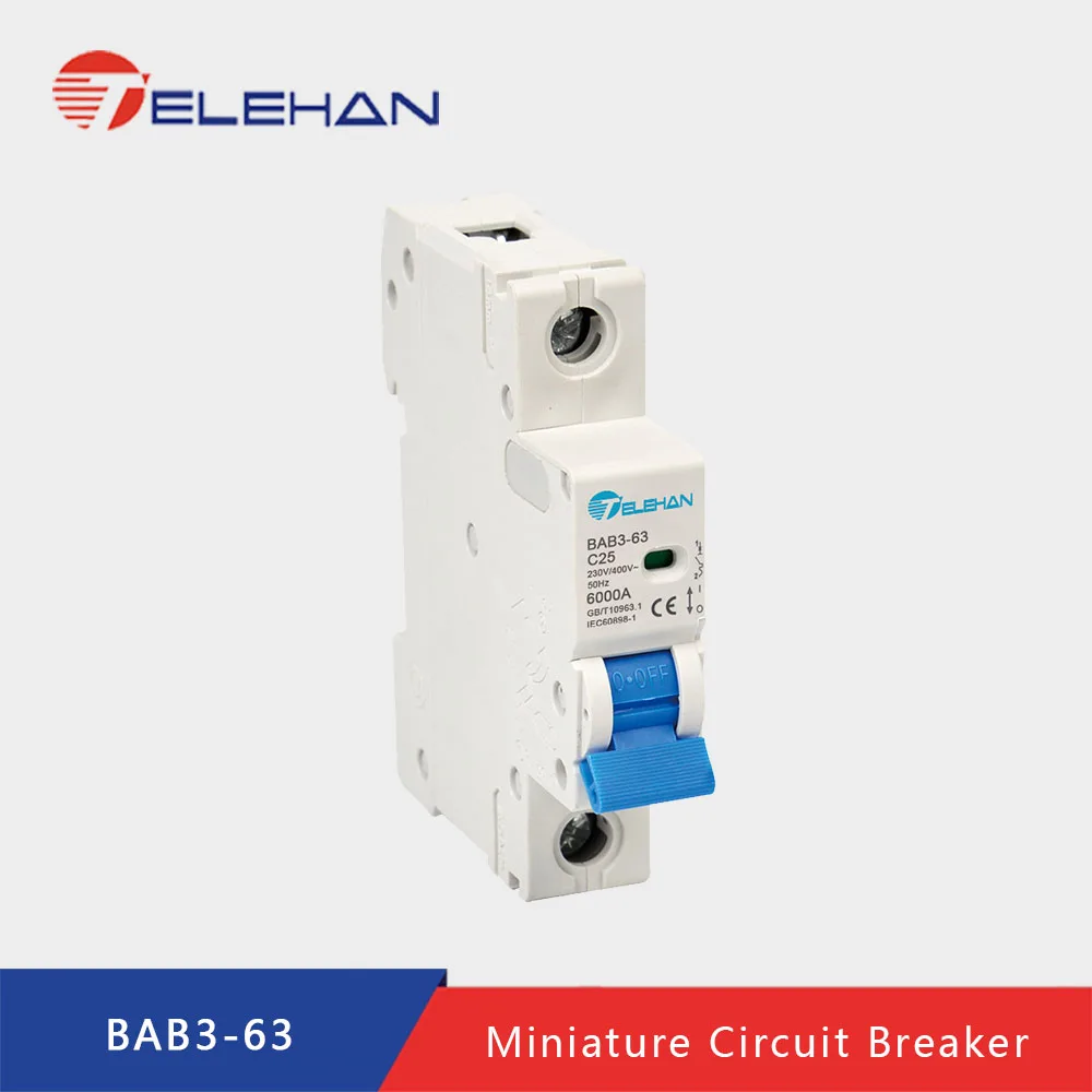

TELEHAN, 6KA MCB, MCB, Interruptor, new design 6000A 6/10/16/25/32/40/63A Miniature Circuit Breaker, 6KA Breaker Automatic