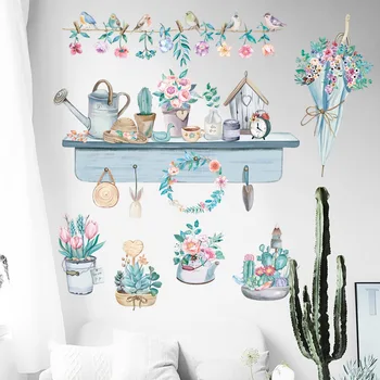 

Nordic Flowerpot Wall Stickers for Living room Bedroom Wall Decor Garland PVC Wall Decals Art Murals Girls room Home Decoration