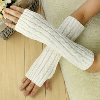 

2019 New Winter Wool Mitten Warm Fingerless GlovesHand Warmer Winter Women Arm Crochet Knitting Faux Gloves Gants