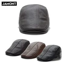 Русский стиль, мужской берет из искусственной кожи, уличный солнцезащитный козырек, теплая кожаная кепка, осенне-зимний мужской берет, шапка
