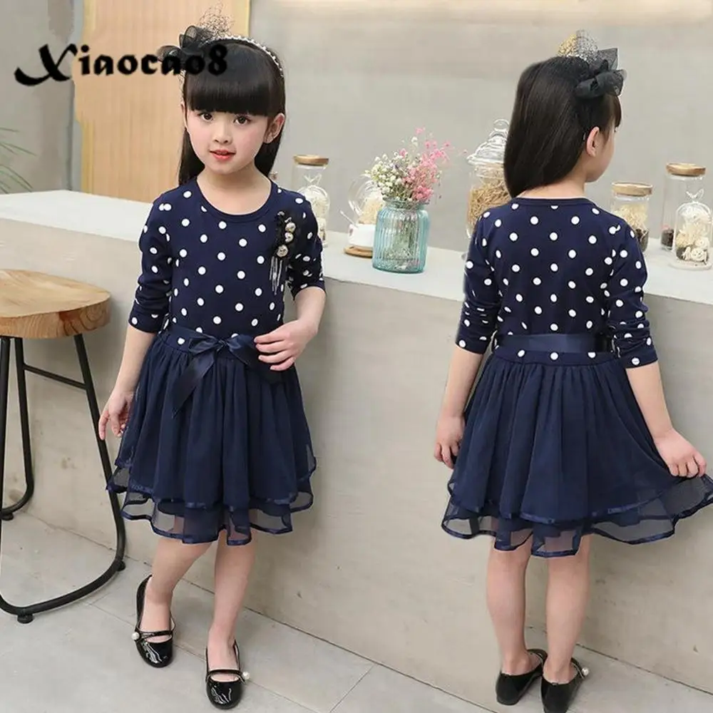 Children's Dress for Girls Cotton Dot Cute Princes...