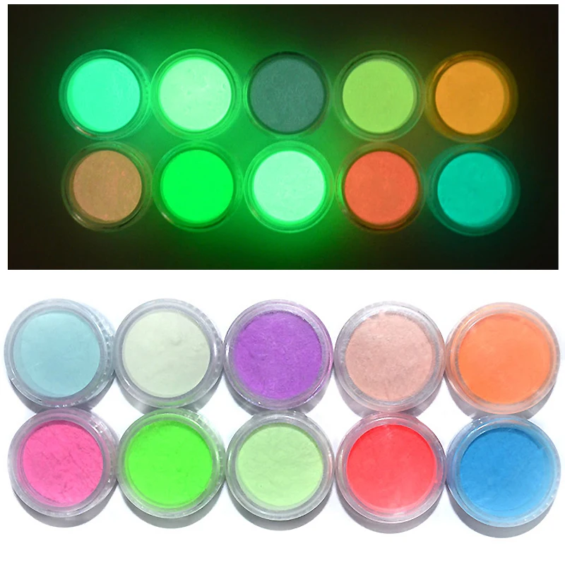 

1pc Fluorescent Powder DIY Bright Nail Art Glow In The Dark Sand Powder Pigment Dust Luminous Nail Glitter Holographic glitter