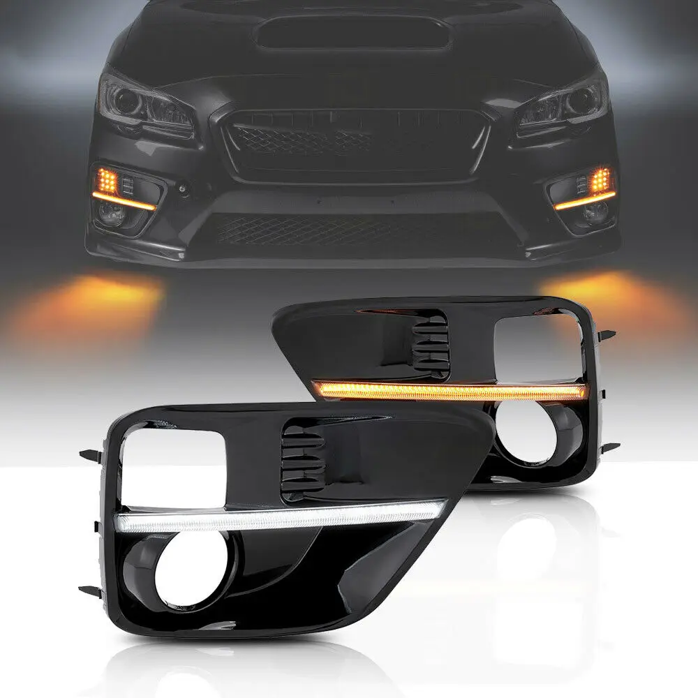 

Автомобильный светодиодный DRL светильник для Subaru WRX STI 2015-2017 светодиодный DRL Дневной ходовой светильник Янтарный сигнал поворота противотум...