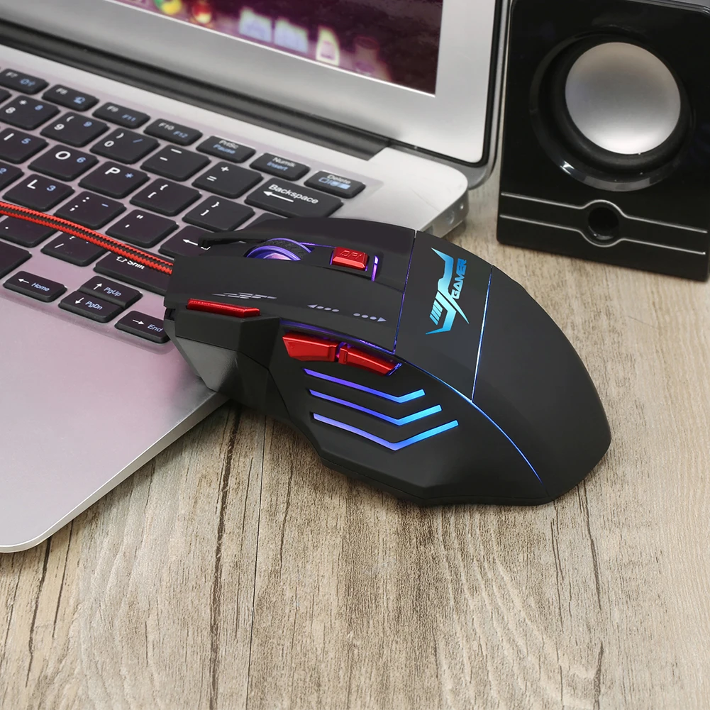Светодиодный, оптическая, USB, регулируемая, проводная, RGB игровая мышь, 7 кнопок, 3200 dpi, 5500 dpi, для ноутбука, компьютера, Pro Gamer, игровая мышь