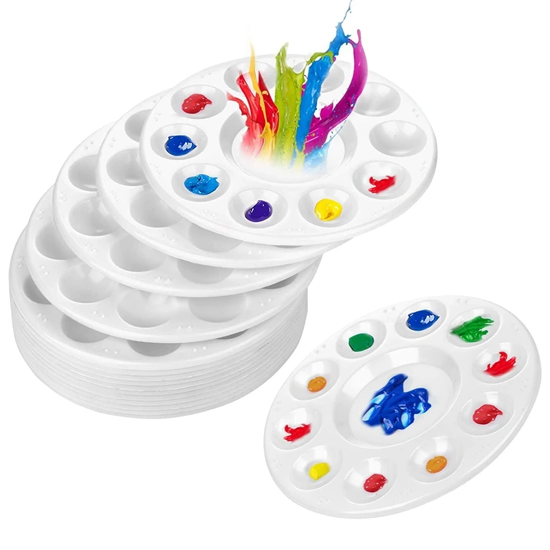30 Pcs Round Paint Tray Palettes Plastic for Acrylic Oil Watercolor