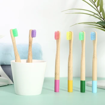 

Kids Teeth Cleaning Brush 6x Wood Bamboo Handle Toothbrushes Oral Dental Care New Design Mixed Color Bamboo Toothbrush