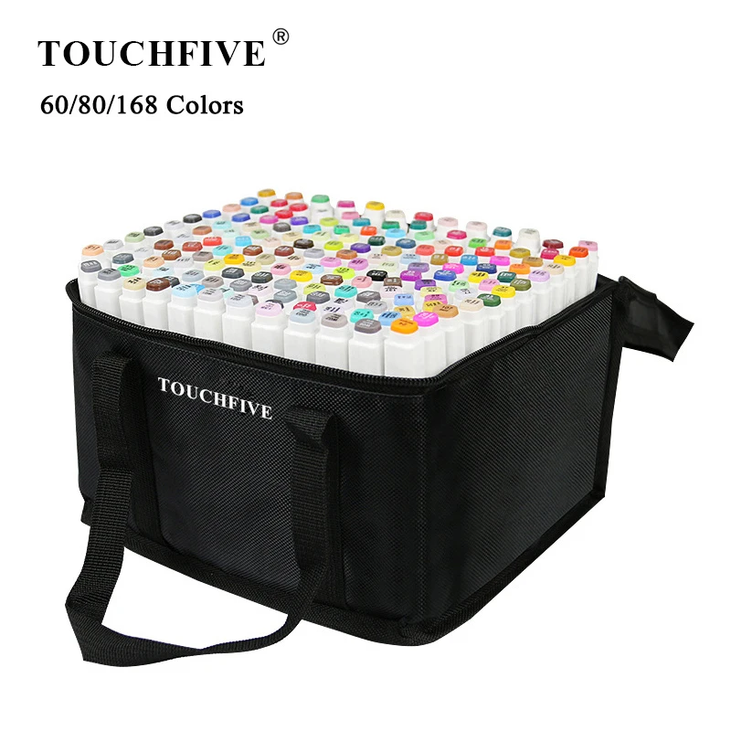 Touchfive 60/80/168 cores marcadores conjunto manga desenho marcadores caneta álcool baseado esboço feltro-ponta oleosa twin escova caneta arte suprimentos
