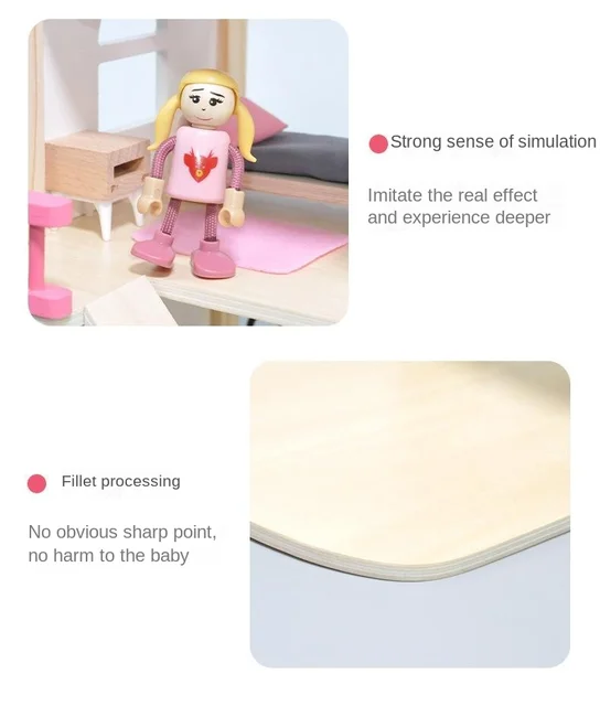 Wooden Portable Princess Doll House Baby Play House Children'S Educational  Interactive Furniture Toy House Decoration Doll LC002