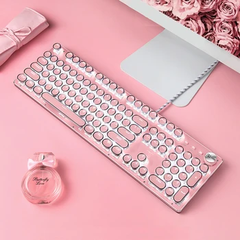 

Gaming Keyboard Mechanical Backlit Retro Punk Switches USB Wired for PC Laptop Desktop Computer Game Gamer Mechanical Keyboard