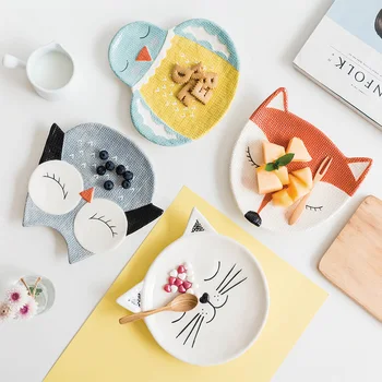 

2020 NEW Ceramic Fruit Dinner Snack Plate Cute Animal Baby Cartoon Feeding Dishes Tableware Dessert Cake Porcelain Dish
