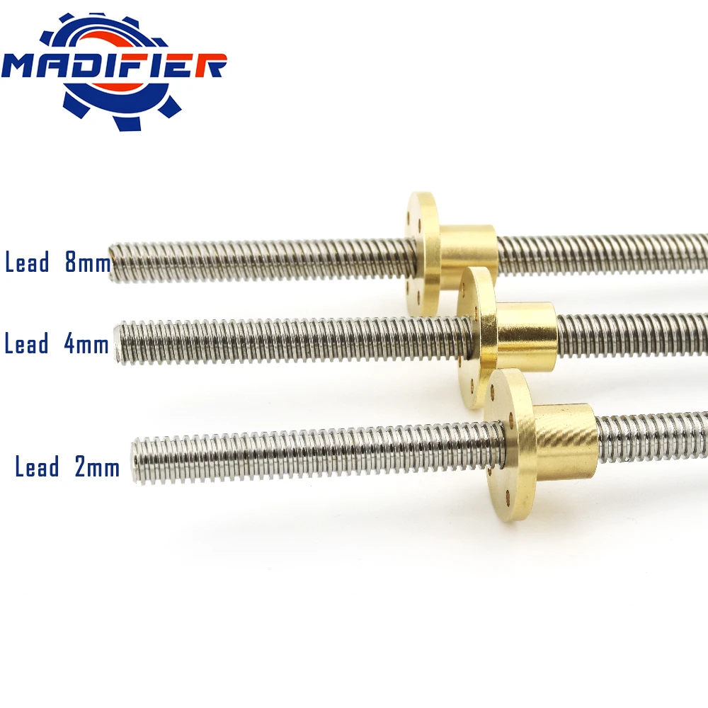 

304 stainless steel T12 screw length 500mm lead 2mm 3mm 4mm 8mm 12mm 14mm trapezoidal spindle screw 1pcs With copper nut