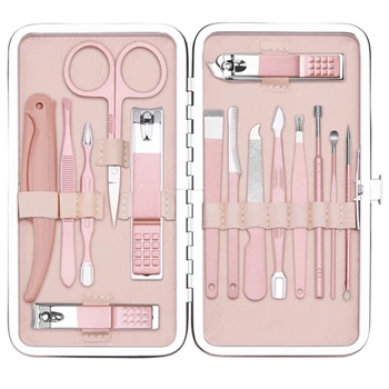 

15 Pcs Rose Gold Nail Clipper Set Professional Stainless Steel Nail Scissors Clipper Tweezer Foot Hand Care Tools Set