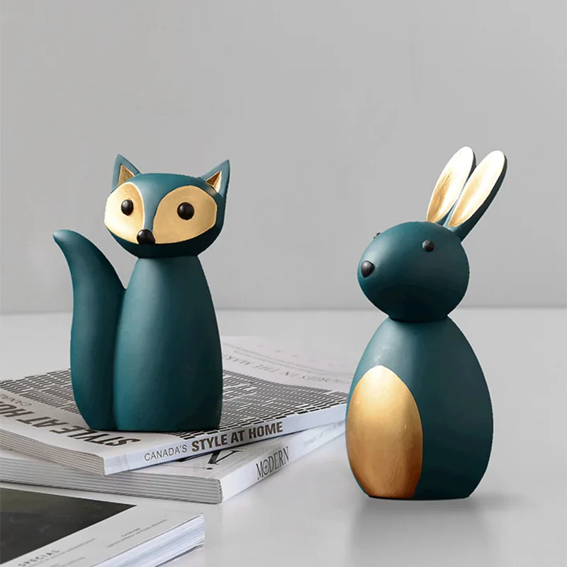 Nordic Creative Animal Rabbit Decoration Resin Crafts Living room Sample TV cabinet Desktop Home Accessories Sculpture Gift | Дом и сад