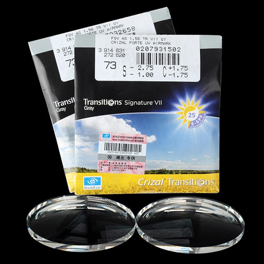 

Essilor Crizal A3 Transitions Lenses Aspherical 1.56 Photochromic Sun Glasses Myopia Optical Chameleon Lenses 1Pair