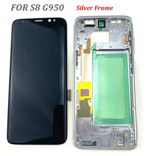 G950 with SilverFram Протестированный Spuer AMOLED lcd для samsung S8 Plus G955F lcd для samsung S8 G950F ЖК-экран сенсорный дигитайзер в сборе с рамкой - Цвет: G950 with SilverFram