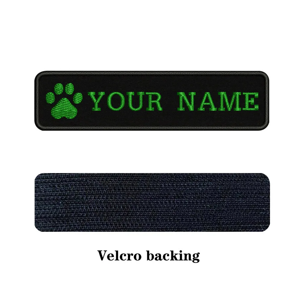 green-Velcro Вышивка на заказ собачья лапа имя заплатка с текстом 10 см* 2,5 см значок железная или пришить или липучка Подложка для одежды брюки рюкзак шляпа - Цвет: green-Velcro