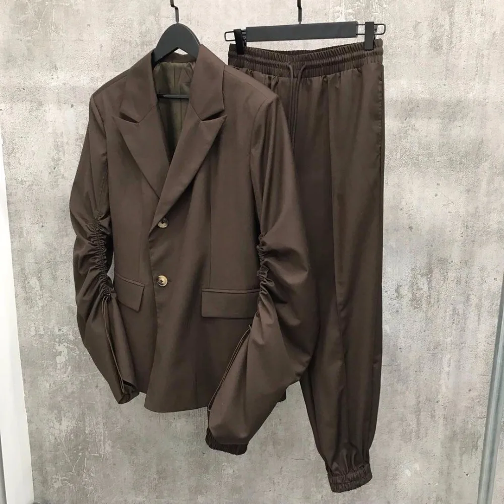 Новинка 2019FW, Женский блейзер winner, пальто+ повседневные штаны, женское высококачественное Свободное пальто, женские брюки, костюмы, 2 цвета, ddxgz2 8,29