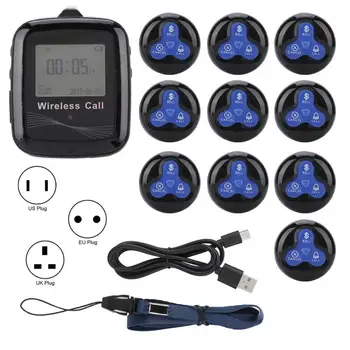 

Calling Pagers System Restaurant Paging System Black Mobile Receiver + 10 Black Blue Silicone Pager For Calling Pager Accessory